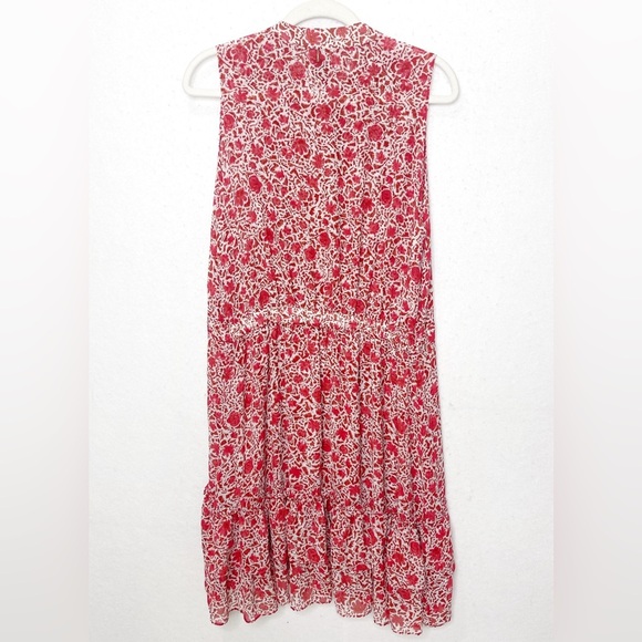 MISA Los Angeles Eba Rust White Floral Ruffle Sleeveless Mini Dress Size Large - Picture 5 of 12
